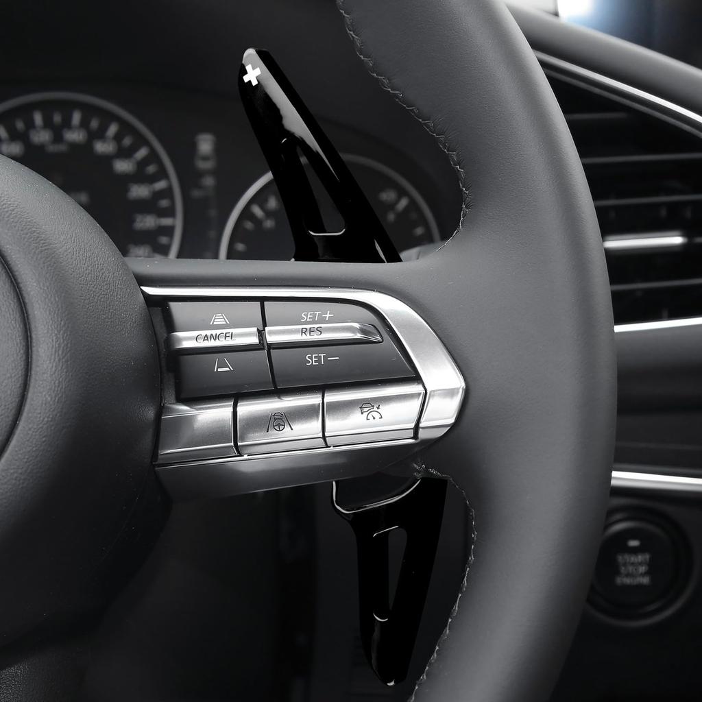 KUNGKIC Накладки на подрулевые лепестки для Mazda 3 / CX-30 / CX-50 / CX-60 / CX-90 (АБС-пластик, Черный, Комплект Л/П)