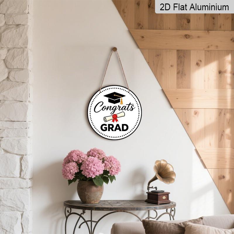 2D Flat Aluminum Graduation-themed Wall Decorations, Available in Various Sizes, Featuring A Minimalist Black and White Style A Perfect Choice for
