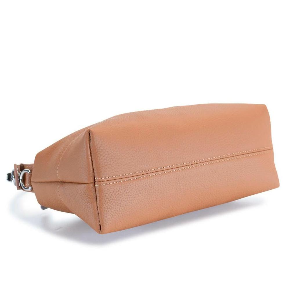 Barcos Cowhide Handbag, Tote Bag, Shoulder Bag, Shrink Leather, 2-Way, Taupe