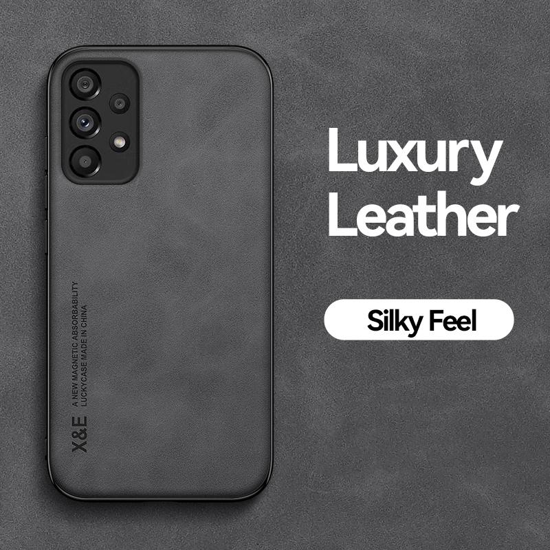 Встроенный магнитный роскошный кожаный чехол для телефона Samsung Galaxy A51 A71 A21S A12 A52 A72 A33 A53 A73 A13 M33 A50 матовая задняя крышка