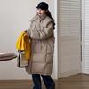 Белая гусиная пуховая длинная женская куртка 2024 года, зимняя утолщенная, с круглыми пуговицами, выше колена, куртка премиум-класса для колледжа