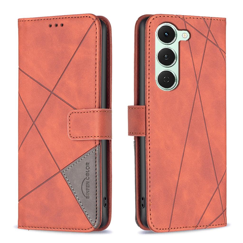 For TECNO Spark 40 Pro+ 4G Phone Case BINFEN COLOR Wallet Stand Geometry Imprinted Leather Cover