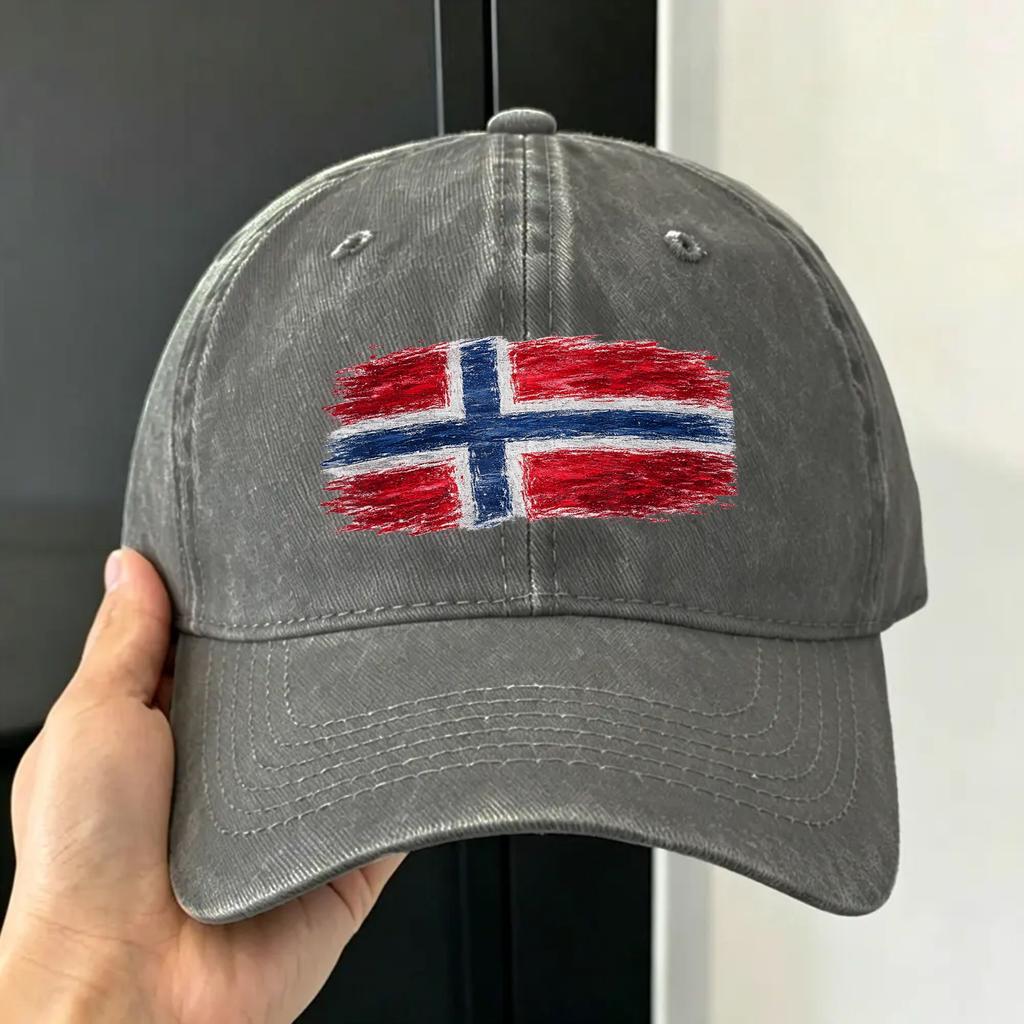 Football Soccer Norway Flag Washed Baseball Cap  yk Cool Sun Trucker Hat Summer FeUnisex Unisex Outdoor Sport Baseball Caps