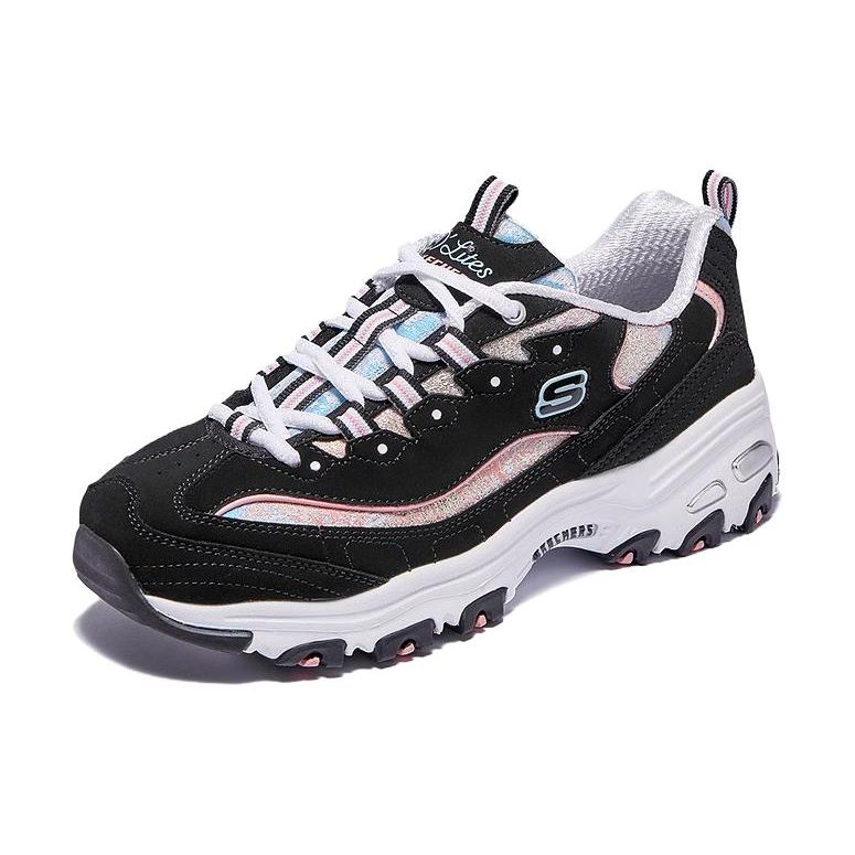 Skechers D'LITES 1.0 Женские Черно-Розово-Синие Низкие Папины Кроссовки 149793-BKMT