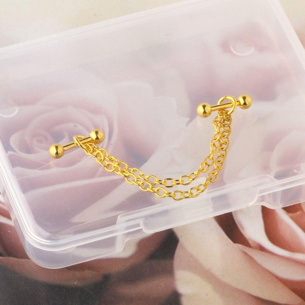 Серьги-цепочки для хряща, промышленные серьги-цепочки из нержавеющей стали, двойной пирсинг, модная вечеринка