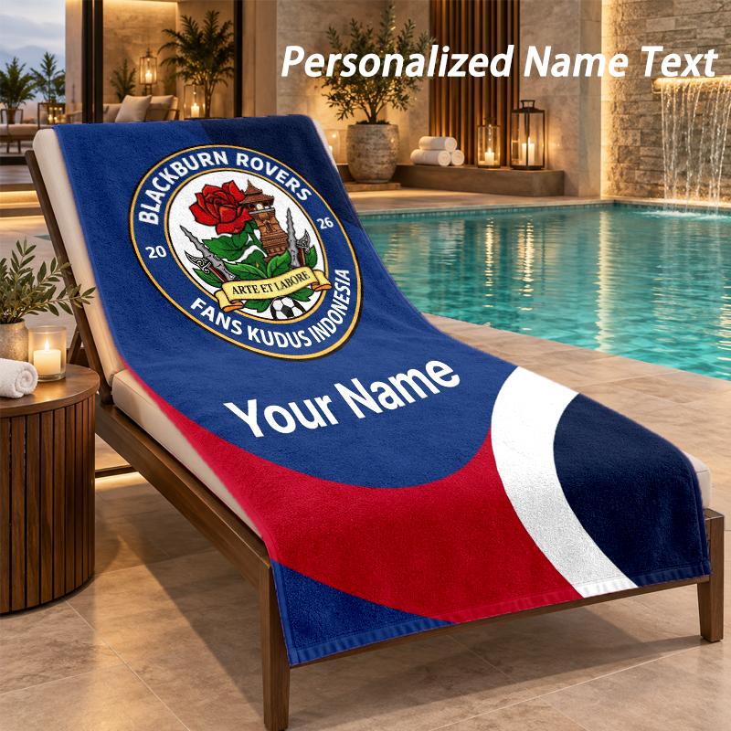 Custom Text Blackburn Rovers Football Print Beach Towel Large Towel For Home Bathroom Beach