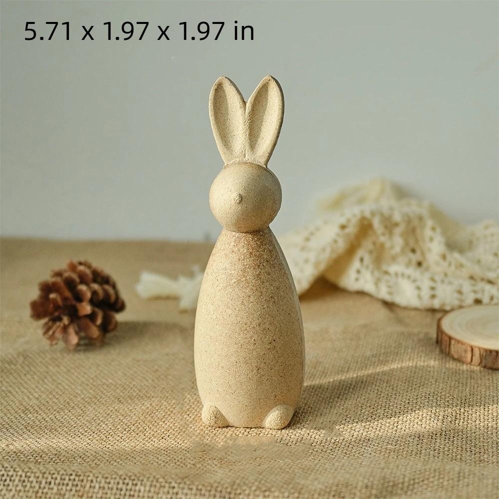 Hand-painted Wooden Bunny Statue Rooster Painting Rabbit Figure  Home Decoration