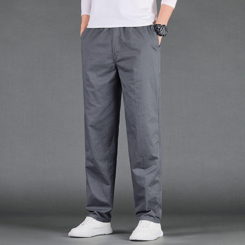 Men's Pure Cotton Cargo Pants - Loose Fit, Straight Leg, Plus Size, Spring/Autumn Style
