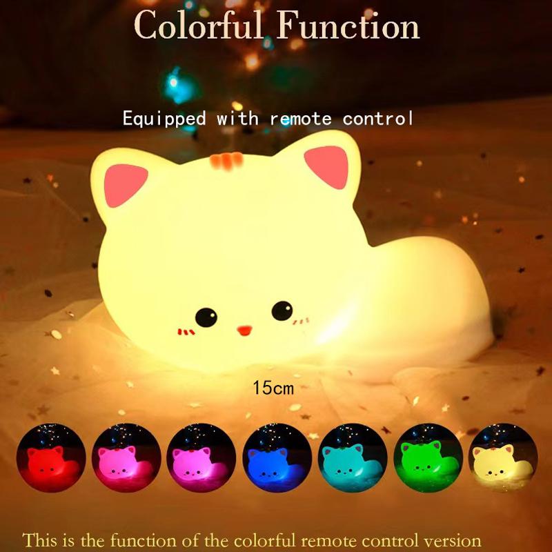 Silicone Cat Night Light, Bedroom Illuminated Remote Control Pat Light, USB Portable Charging Baby Sleeping Atmosphere Light