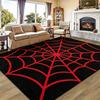 Spider Web Printed Decorative Rug Modern Gothic Cobweb Graphic Pattern Floor Carpet for Indoor Living Space Bedroom Game Room