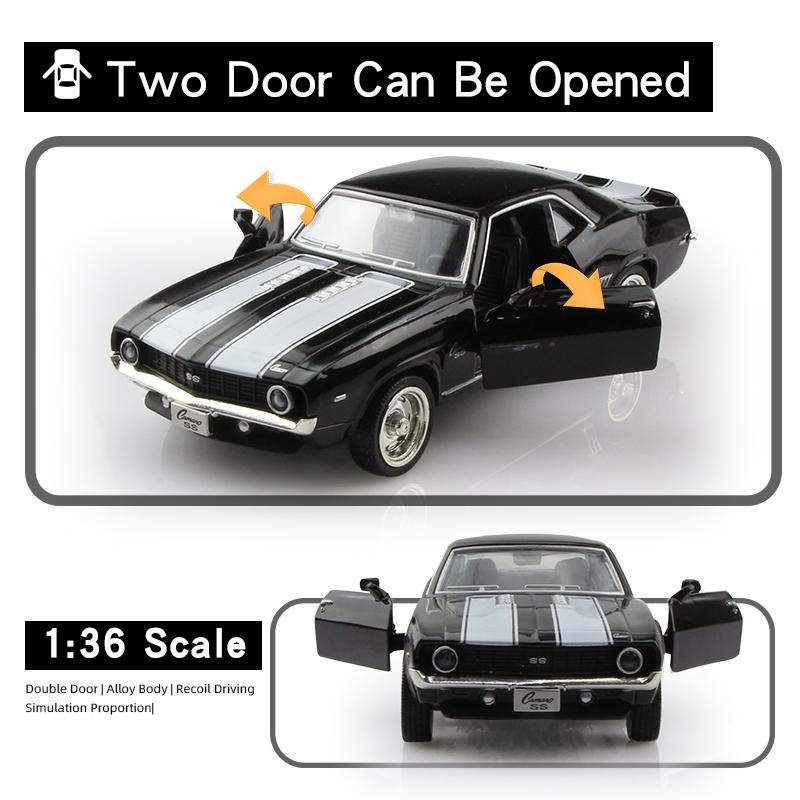 1969 Chevrolet Camaro SS Ретро Суперкар 5-дюймовая Металлическая Машинка Симуляция Литой & Игрушечный Транспорт RMZ city 1:36 моделей из сплава, подарки для детей