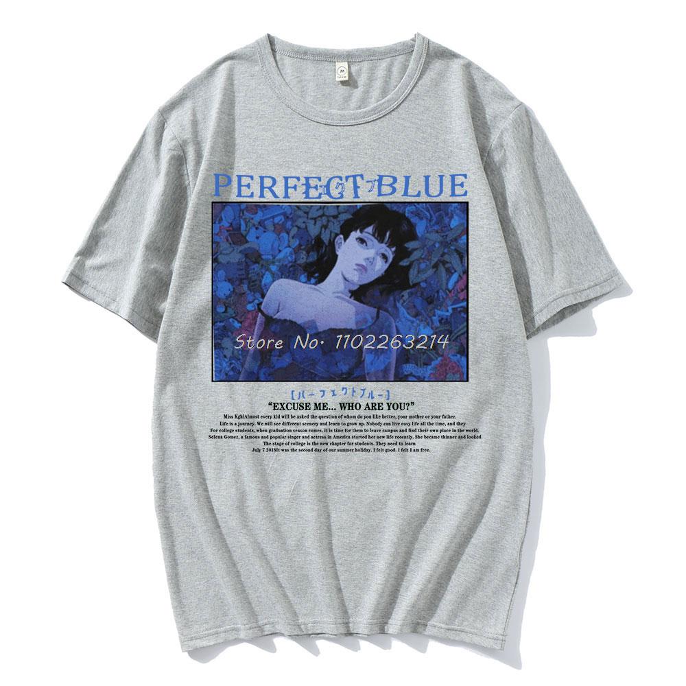 Perfect Blue Graphic Japanese Anime Girl T-Shirt Black Men's T-shirt Short Sleeve T-shirts Cotton Gothic Clothes Tees Unisex