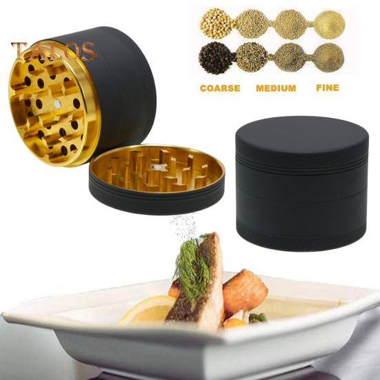 Spice Grinder Manual Food Grade Anti-crack Round Aluminum Alloy Labor-saving Better Tightness Easy Molding Process Sharp Cutting Teeth Strong