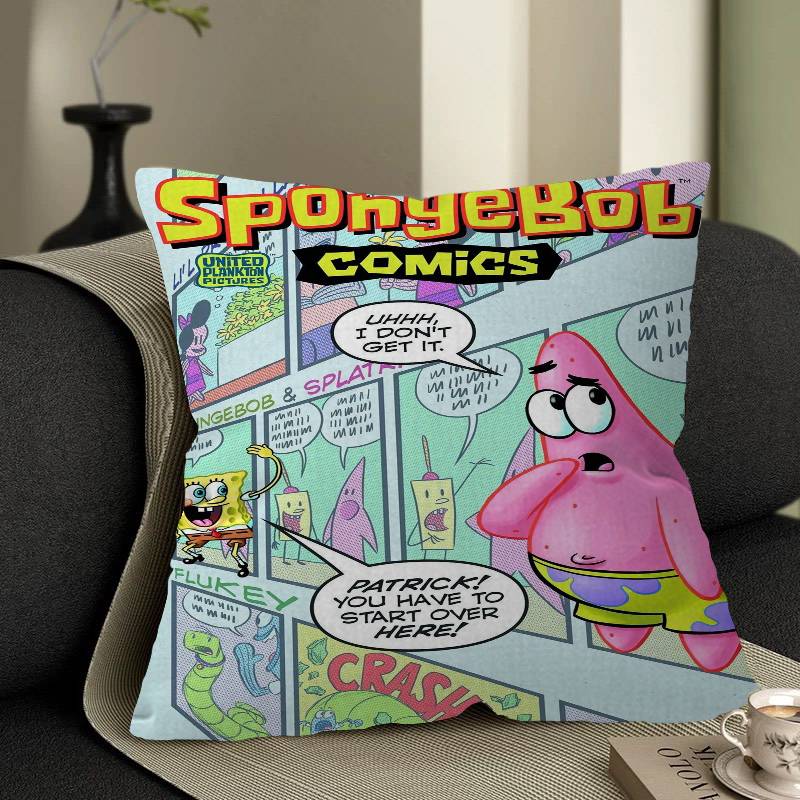 SSponge BBob Anime Pillow Cover For Bedroom Room And Living Room Sofa Decorative Cushion Cover