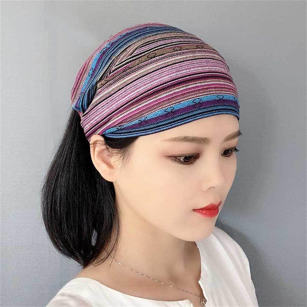 Trend Elastic Hair Bands Striped Wide Head Wrap Turban H Eadband Hair S Carf