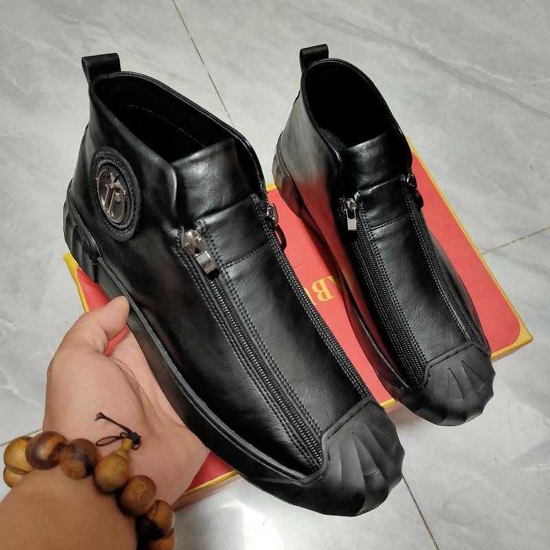 Мужские высокие повседневные ботинки на молнии с черной плоской платформой, зимние флисовые ботинки Zapatos Hombre A10