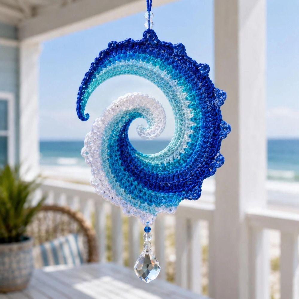 Hanging Ocean Wave Crochet Wind Spinner Diy Kit Handmade DIY Crochet Set New Crochet Ornament Kit