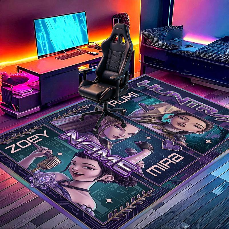 Custom Name Personalized Demon Hunters Kpop Print Carpet, Versatile Home Decor Rug, for Playroom, Apartment, Balcony, Entryway, Hallway Gift
