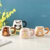 Милая мультяшная кружка с изображением животных, тисненая керамическая чашка, сувенир, подарок для дома, кофейная чашка, пара, студент