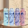 1PC Rio Tropical Palm Leaf Retro Badge Print 750ml Color Plastic Sports Water Bottle Leakproof Flip Straw Lid Suitable for Sports Office Home Use