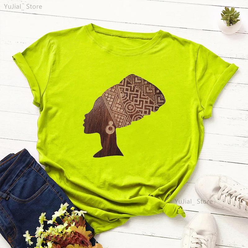Винтажная черная женская футболка Pure African T Shirt Women Melanin Shirt Aesthetic Clothes Haut Femme Summer Tops White Female T-Shirt
