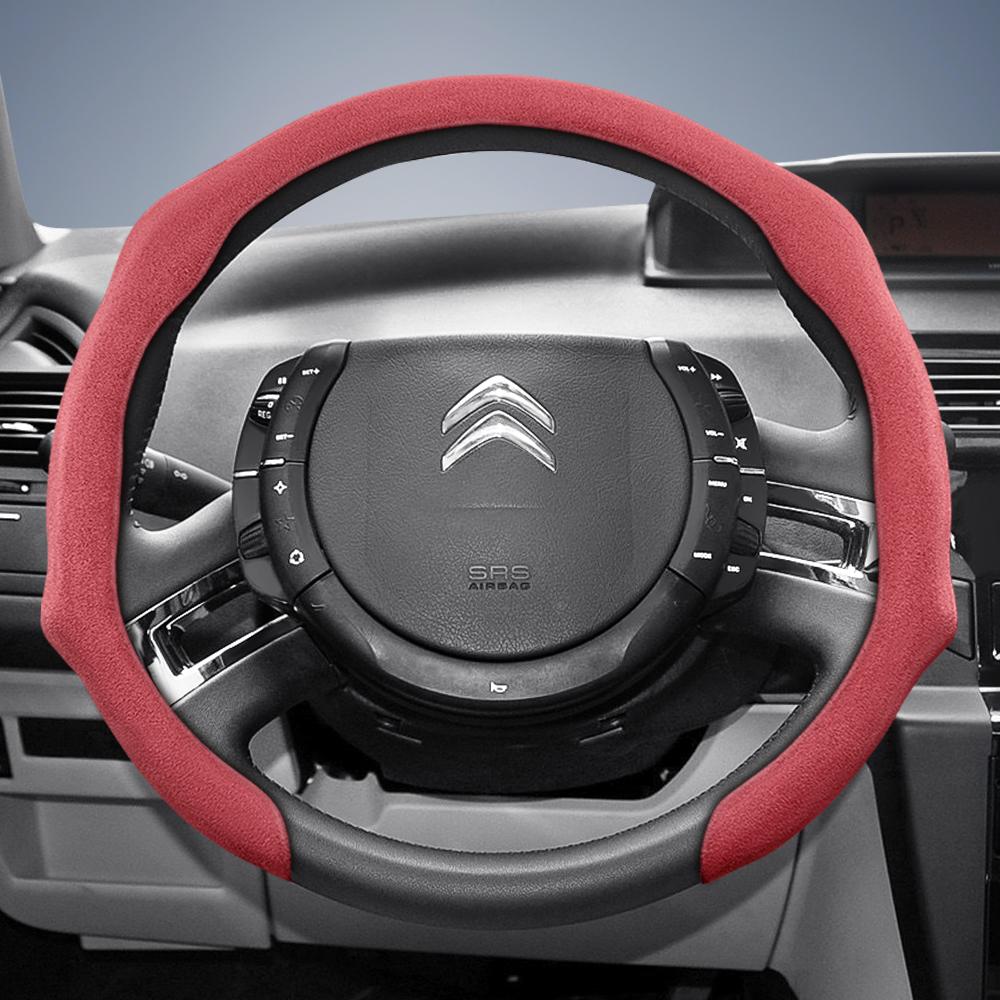 vcxja9 Suitable for Citroen Premium Suede Snap-On Steering Wheel Cover, Non-Slip and Durable, for C3 C4 X Berlingo C5 Aircross Jumper Spacetourer 