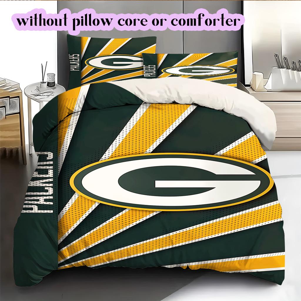 football Logo Pattern Bedding Quilt Set Quilt Cover Pillowcase Home Decoration Birthday Gift (1*duvet cover+ 2*pillowcase, without core)