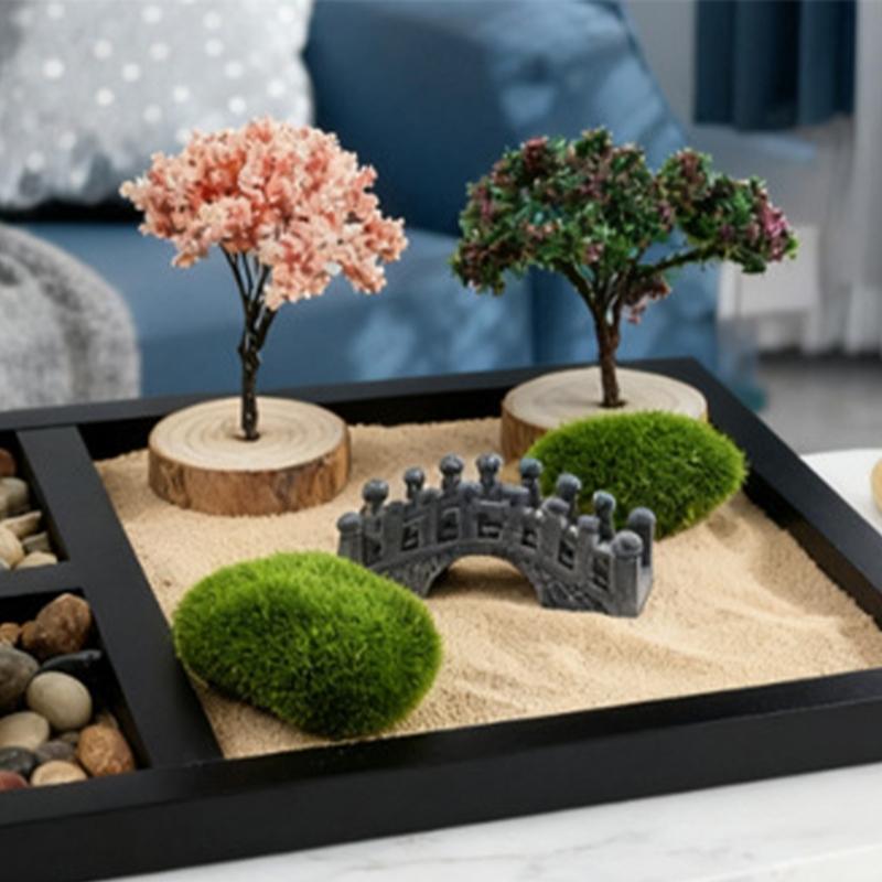 Japanese Zenes Garden for Desk Wood Sand Garden Zenes Decors Meditations Gift Sensory Therapy Tool Mindfulness Emotional