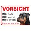 Металлическая табличка Осторожно Ротвейлер - "Мой дом Мой сад Моя семья" Смешное предупреждение, /30X20См, Металлическое настенное искусство с немецким текстом, П