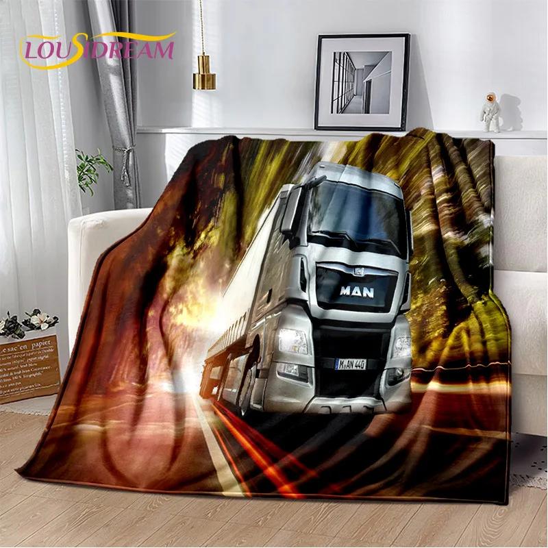 HD Man Truck Lorry 3D Печать Мягкие фланелевые одеяла, Плед Удобное одеяло для пикника Кровати Диваны Дома Спальня Подарки