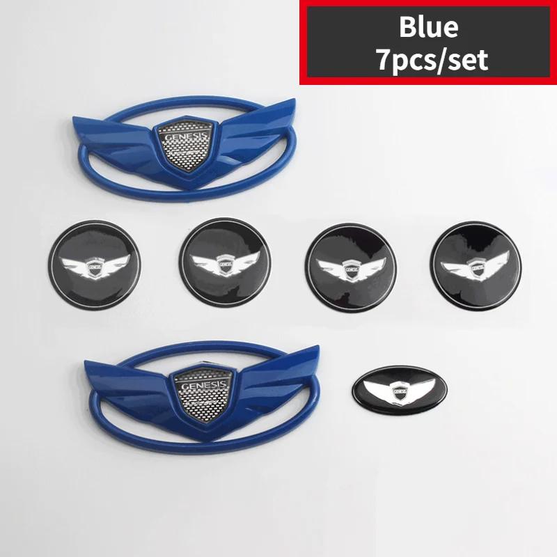 7pcs Car Front Rear Emblem Steering Wheel Sticker Wheel Center Sticker for Hyundai GENESIS Coupe Modified Logo 3D Badge CC4