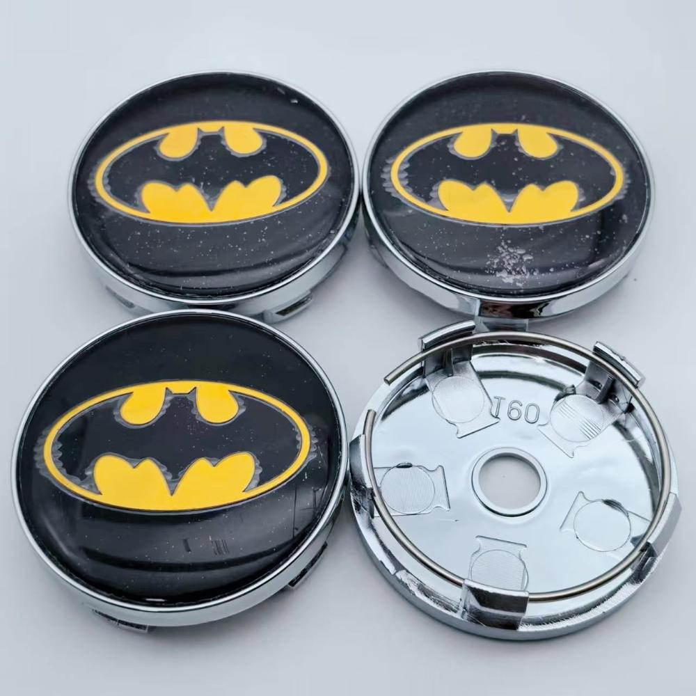 4pcs 60mm (I.D 56mm) Car Styling Bat Logo Badge Emblem Car Wheel Center Caps Rim Hub Cover Stickers Decoratio Auto Accessories