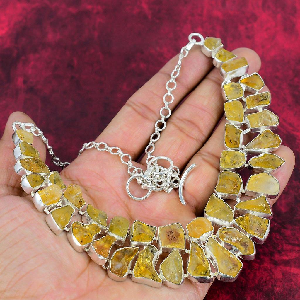 Грубое цитриновое ожерелье, ювелирные изделия ручной работы, стерлинговое серебро 925 пробы, дизайнерское ожерелье, ювелирные изделия из драгоценных камней, ко Дню памяти
