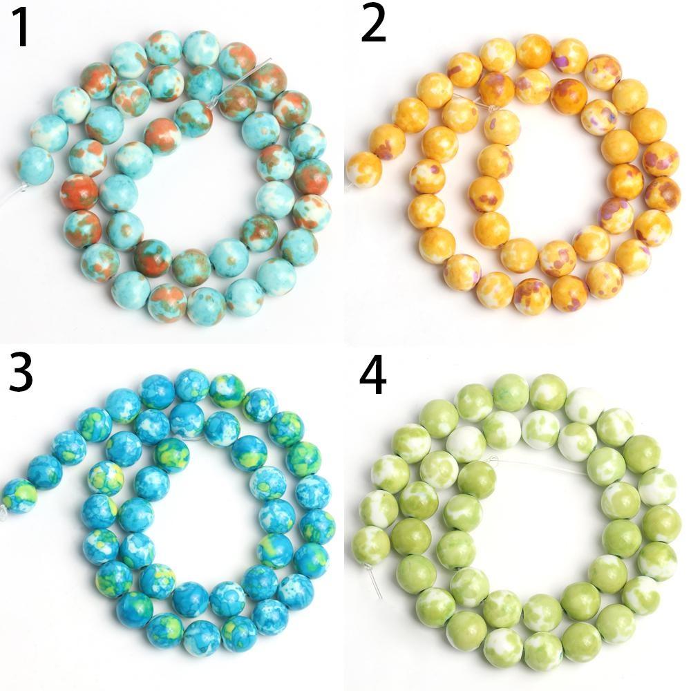 1 нить/пакет 6/8/10 мм натуральный дождь цветок яшма каменная бусина разноцветные круглые свободные бусины для ювелирных изделий DIY серьги изготовление браслетов аксессуары