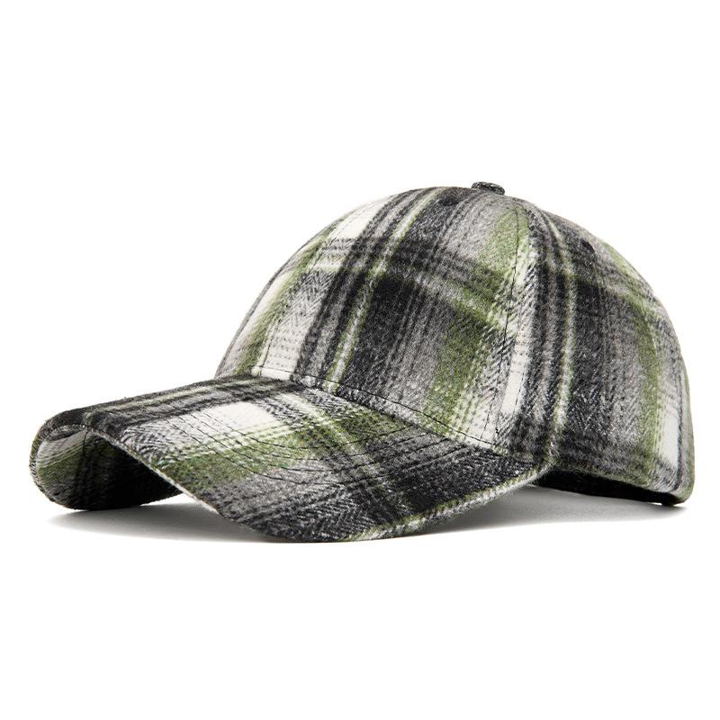 Retro plaid baseball cap women's autumn and winter polished tie-dyed cap men's warm sun hat