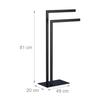 Relaxdays porte-serviettes autonome, 2 barres, support salle de bain, acier, HxLxP: 81 x 49 x 20 cm, noir