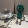 Cute Space Plush Toy Smiling Green Alien Silver UFO Soft Stuffed Extraterrestrial Dolls Adorable Gift for Sci-Fi Fans Home Decor