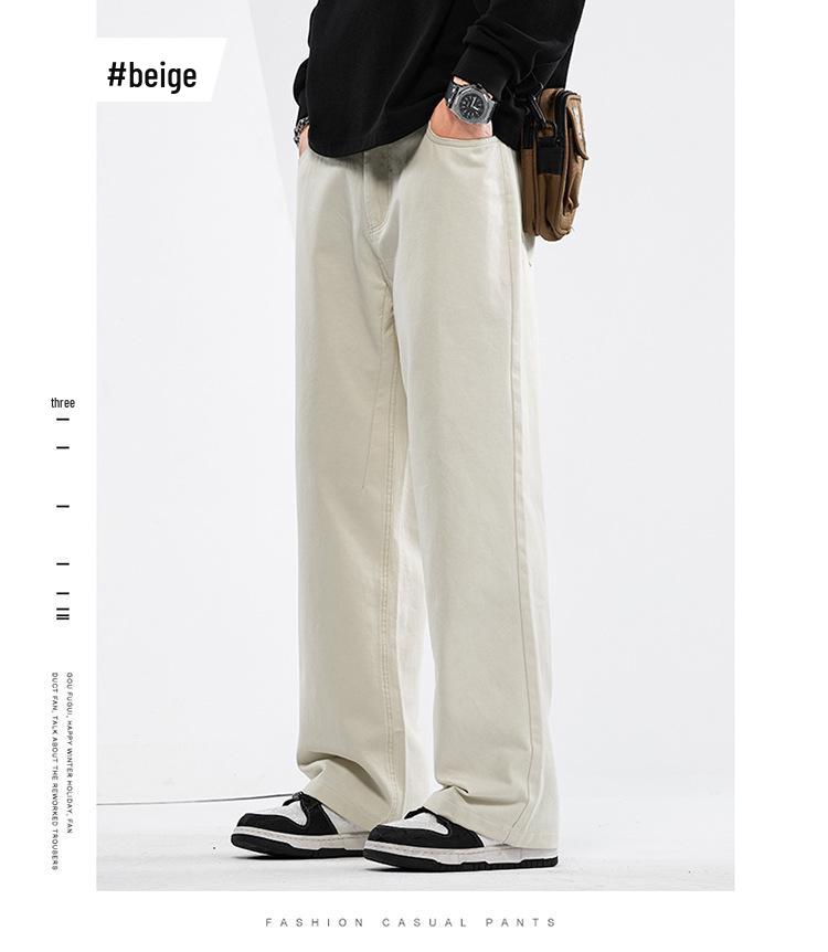 Mingge 2025 Мужские брюки свободного кроя с прямыми штанинами на весну/лето - Модные, однотонные, повседневные и универсальные.