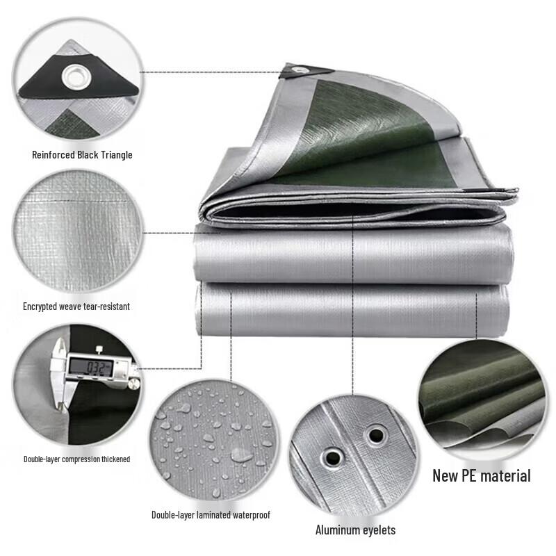 OUPUWEI Thickened Green Silver Waterproof Tarpaulin