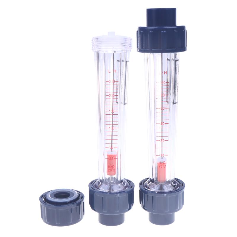 DN15 Short Plastic Flow Meter PVC Rotameter 20mm Bore with Guide Rod, 1/2" NPT Threads for Chemical/Liquid
