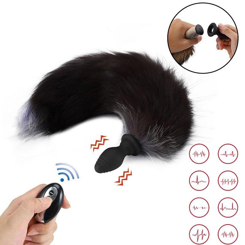 Беспроводной пульт дистанционного управления, 8 частот, вибрация, качающийся хвост, реквизит для косплея, лисьий хвост, гладкий хвост, волосы, женский задний двор, анальная пробка