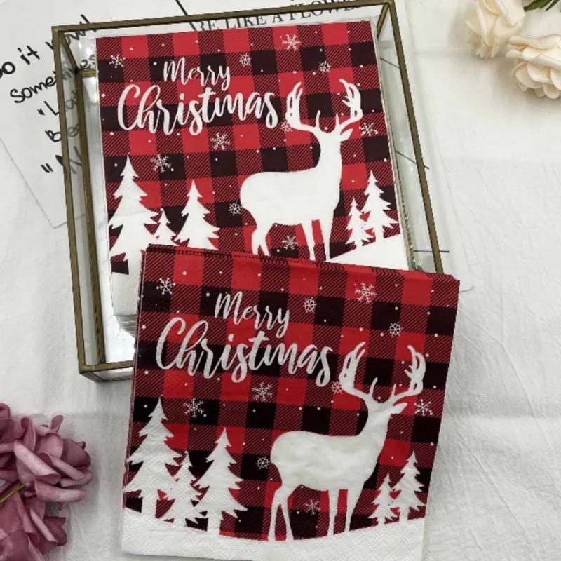20pcs/Pac 33*33cm 2-Ply Disposable Party Napkin Christmas Pattern