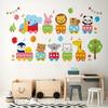 Cartoon Animal Train Wall Decals for Kids Room Self-Adhesive Reusable Home Decor for Multiple Surfaces