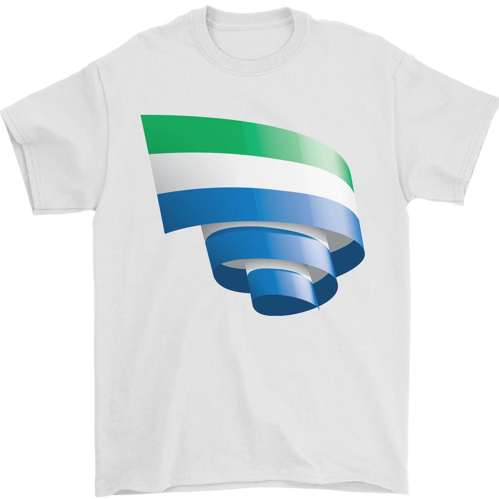 Curled Sierra Leone Flag Leonian Day Football Unisexs TShirt 100 Cotton