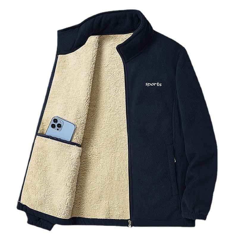 Куртка мужская осенняя с воротником-стойкой, флисовая утепленная куртка для людей среднего и пожилого возраста, куртка для папы, мужская одежда