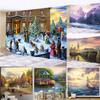 Home Decoration Christmas Snow Scene Oil Painting Printing Tapestry Hippie Bohemian Psychedelic Scene Wall Decor Backdrop Cloth