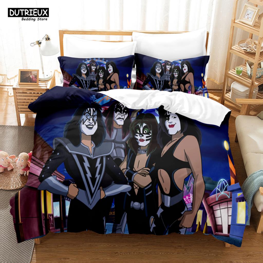 Kiss Band Bedding Set Single Rock Band Duvet Cover Double Queen King Twin Size For Boys Adults Soft Duvet Cover Set Gift