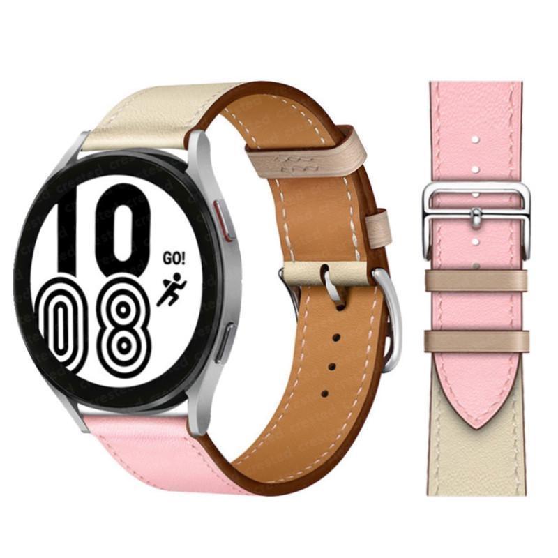 20 22 мм ремешок из натуральной кожи для Samsung Galaxy Watch 6 classic 43 мм 47 мм 5 6 7 FE 4 40 мм 44 мм classic 4 42 мм/46 мм 3 45 мм 41 мм Gear S2 S4 S3