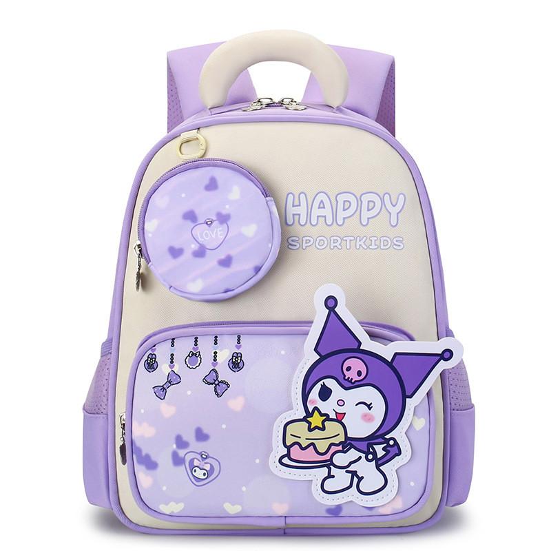 Рюкзак Kuromi Melody Cinnamoroll для дошкольников с дышащей нейлоновой тканью и лямками с воздушной подушкой для использования в школе