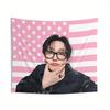 1Pc SKZ Changbin Cheeks American Flag Canvas - Patriotic Pink & White Stars & Stripes, Soft Polyester for Home Decor, Birthday